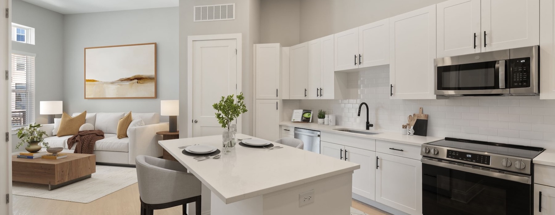 Well-lit kitchen with ample counter space