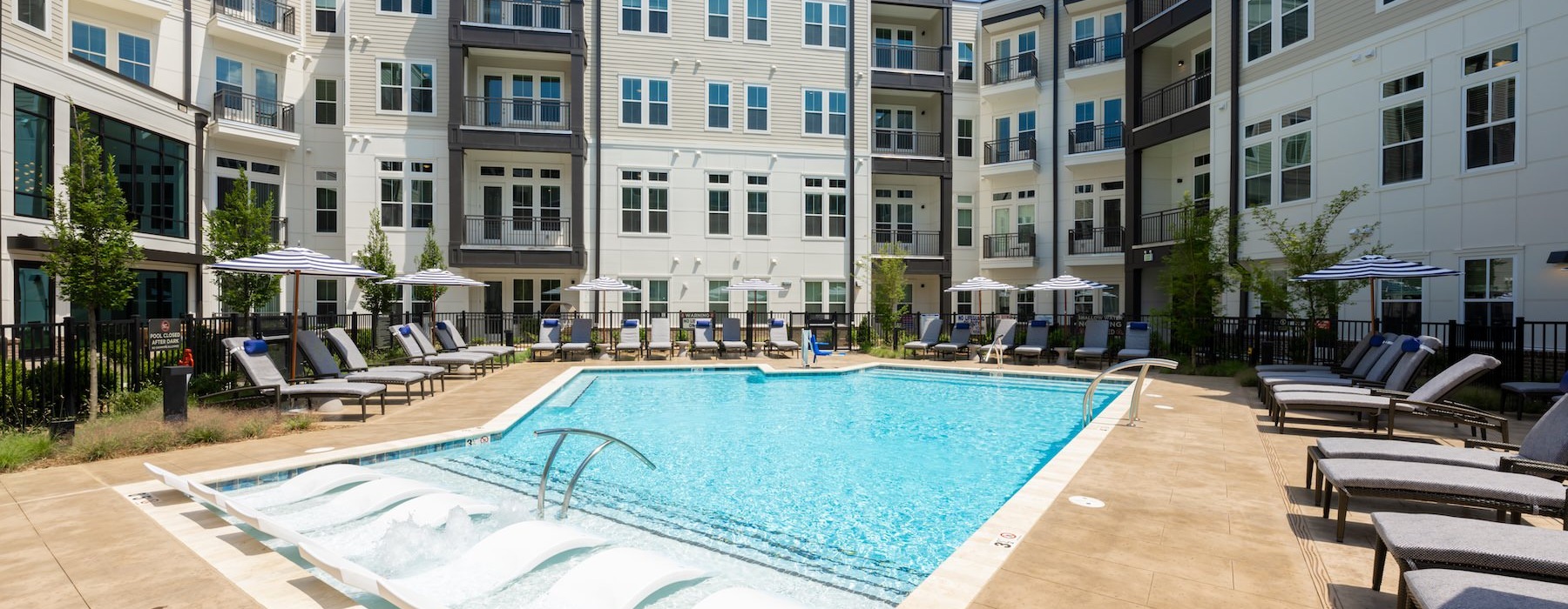 a swimming pool in a courtyard