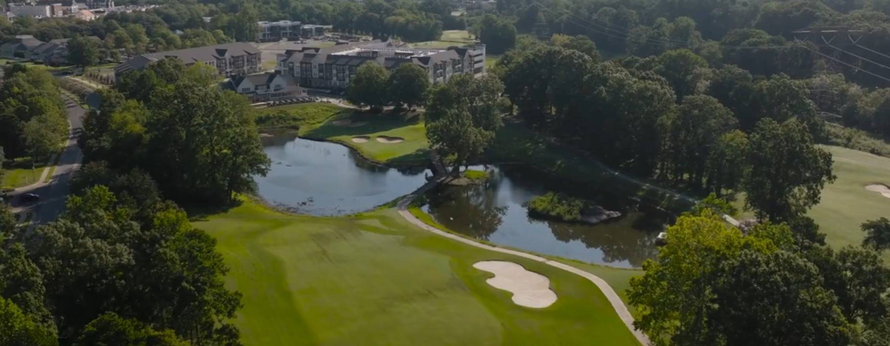 an aerial view of a golf course